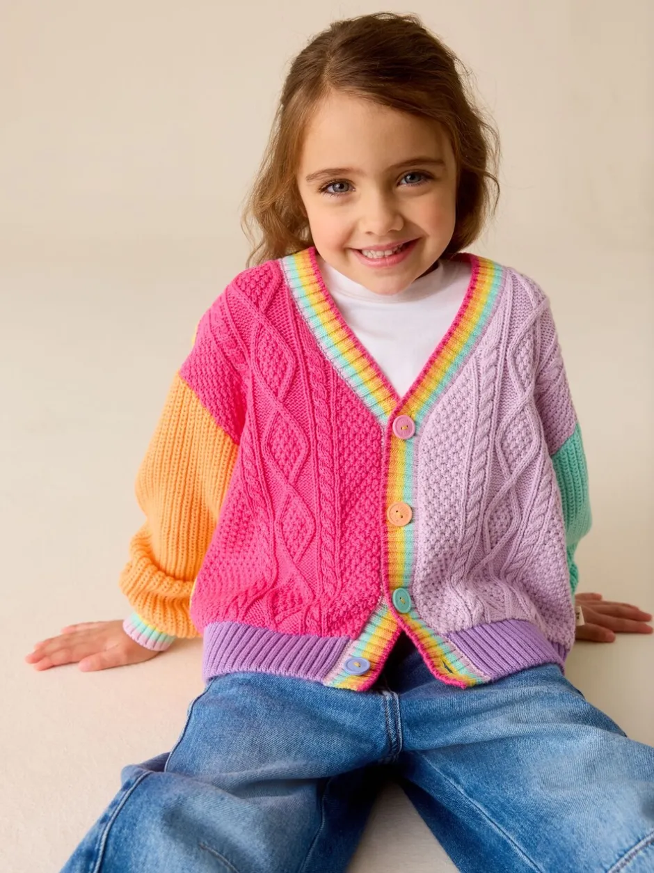 Truien En Breisels|Gebreide Kleding|Little Bird by Jools Oliver - Knitted V-Neck Cardigan Pastelkleurig met kleurvlakken