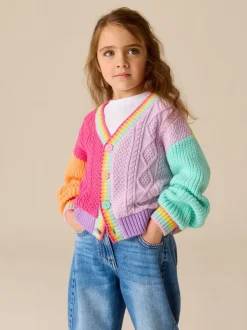 Truien En Breisels|Gebreide Kleding|Little Bird by Jools Oliver - Knitted V-Neck Cardigan Pastelkleurig met kleurvlakken