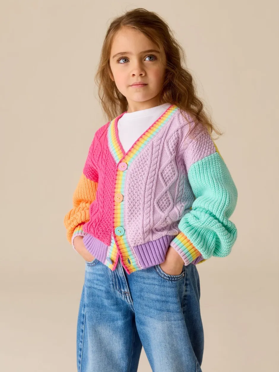 Truien En Breisels|Gebreide Kleding|Little Bird by Jools Oliver - Knitted V-Neck Cardigan Pastelkleurig met kleurvlakken