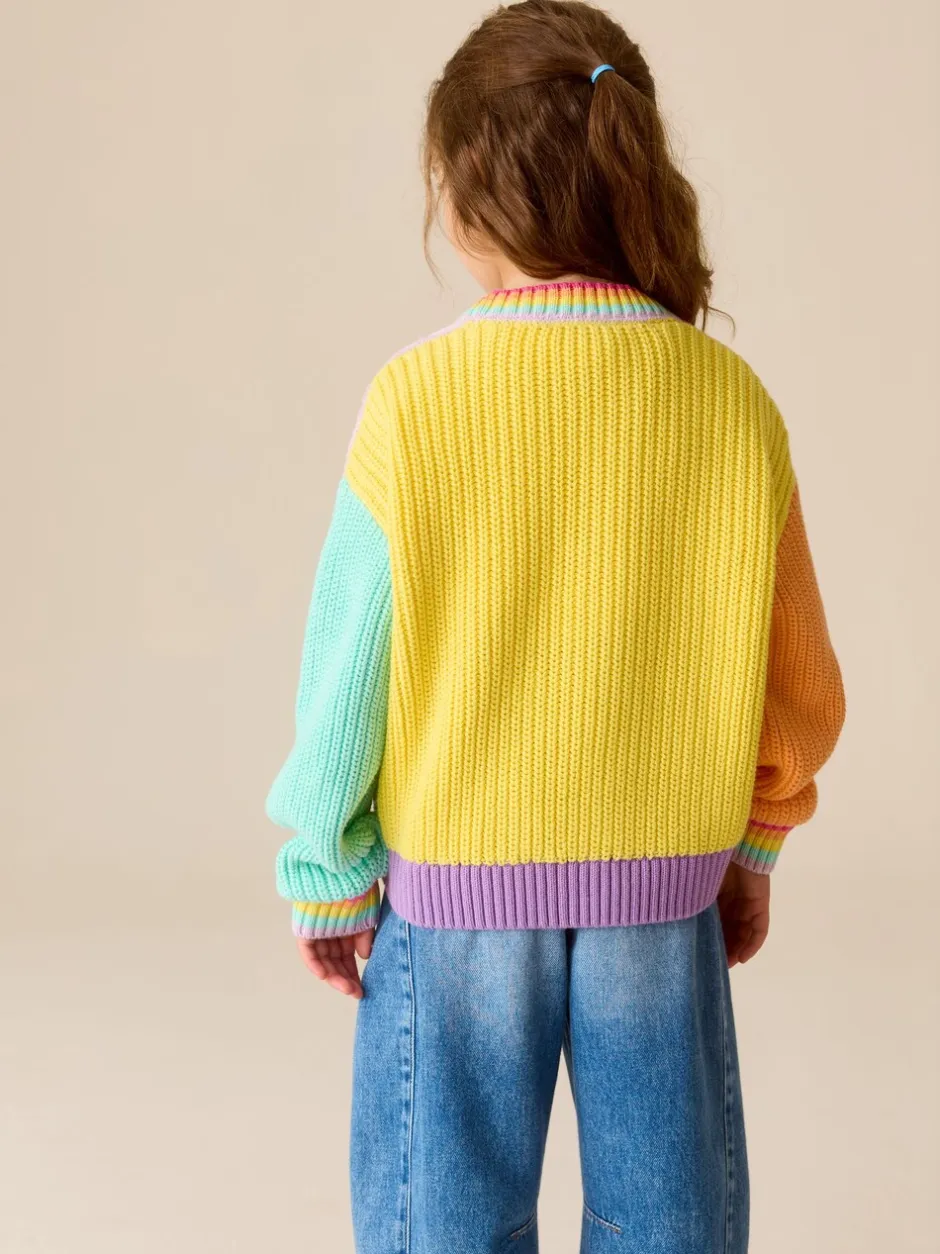 Truien En Breisels|Gebreide Kleding|Little Bird by Jools Oliver - Knitted V-Neck Cardigan Pastelkleurig met kleurvlakken