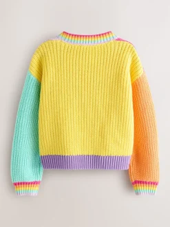 Truien En Breisels|Gebreide Kleding|Little Bird by Jools Oliver - Knitted V-Neck Cardigan Pastelkleurig met kleurvlakken