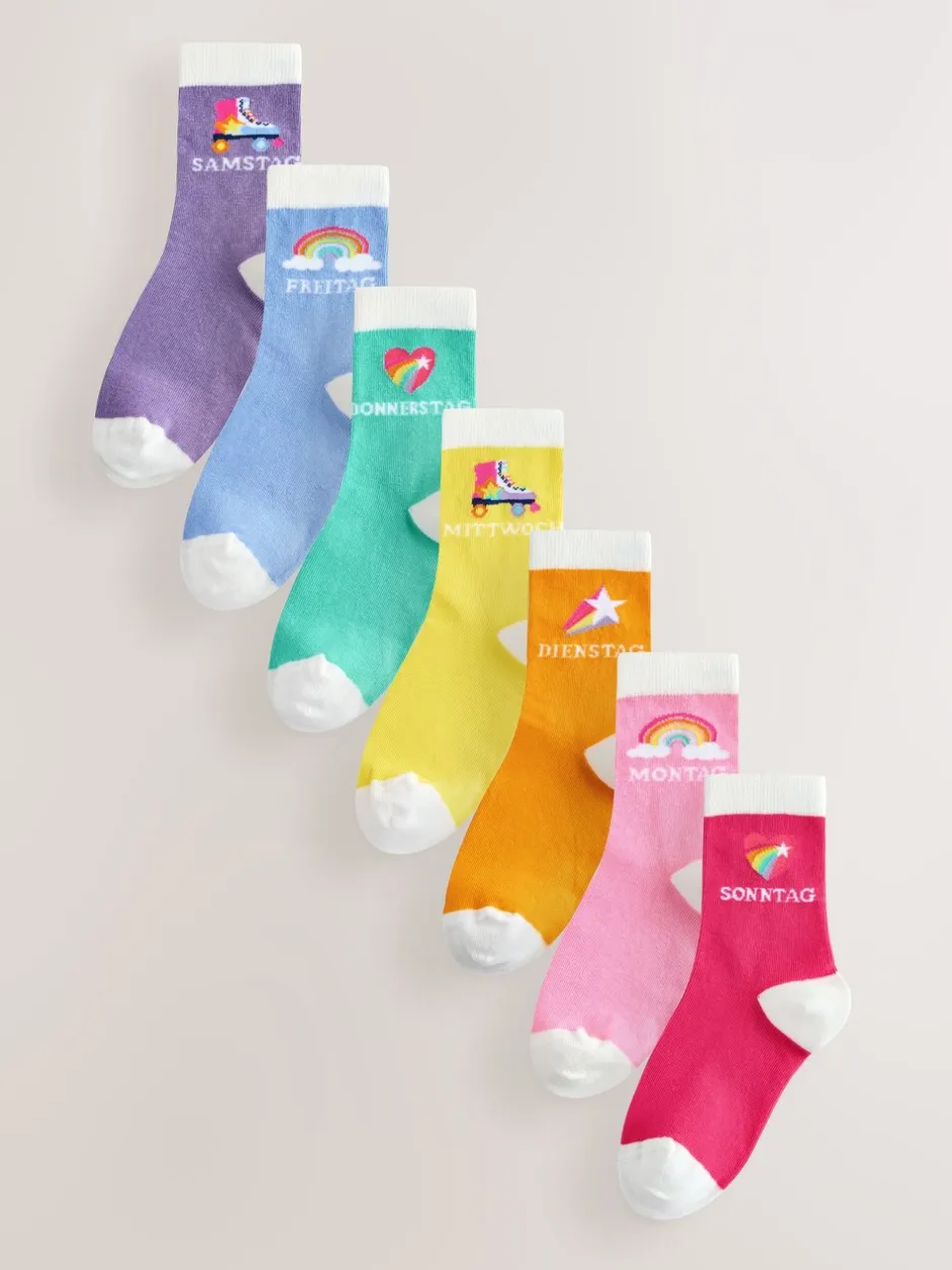 Sokken En Panty's|Sokken En Panty's|Little Bird by Jools Oliver - German Days Of The Week Socks 7 Pack Pastelkleurige regenboogprint