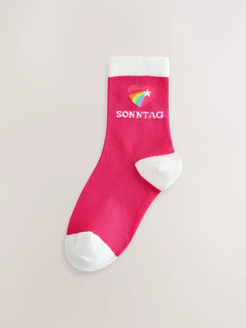 Sokken En Panty's|Sokken En Panty's|Little Bird by Jools Oliver - German Days Of The Week Socks 7 Pack Pastelkleurige regenboogprint