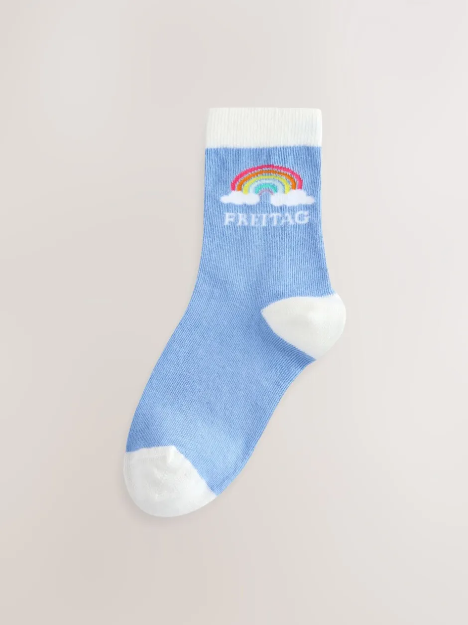Sokken En Panty's|Sokken En Panty's|Little Bird by Jools Oliver - German Days Of The Week Socks 7 Pack Pastelkleurige regenboogprint