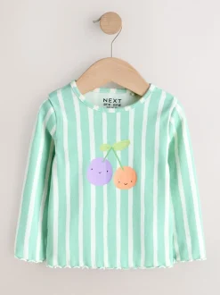 Tops|Tops*Next Pastelkleurige regenboogprint - Verpakking van 5 geribde tops met lange mouwen (3mnd-7jr)
