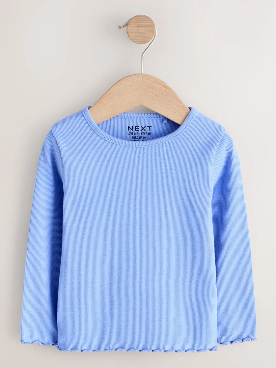 Tops|Tops*Next Pastelkleurige regenboogprint - Verpakking van 5 geribde tops met lange mouwen (3mnd-7jr)