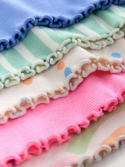 Tops|Tops*Next Pastelkleurige regenboogprint - Verpakking van 5 geribde tops met lange mouwen (3mnd-7jr)