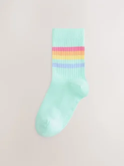 Sokken En Panty's|Sokken En Panty's*Little Bird by Jools Oliver - Striped Tube Socks 6 Pack Pastelkleurige regenboogprint