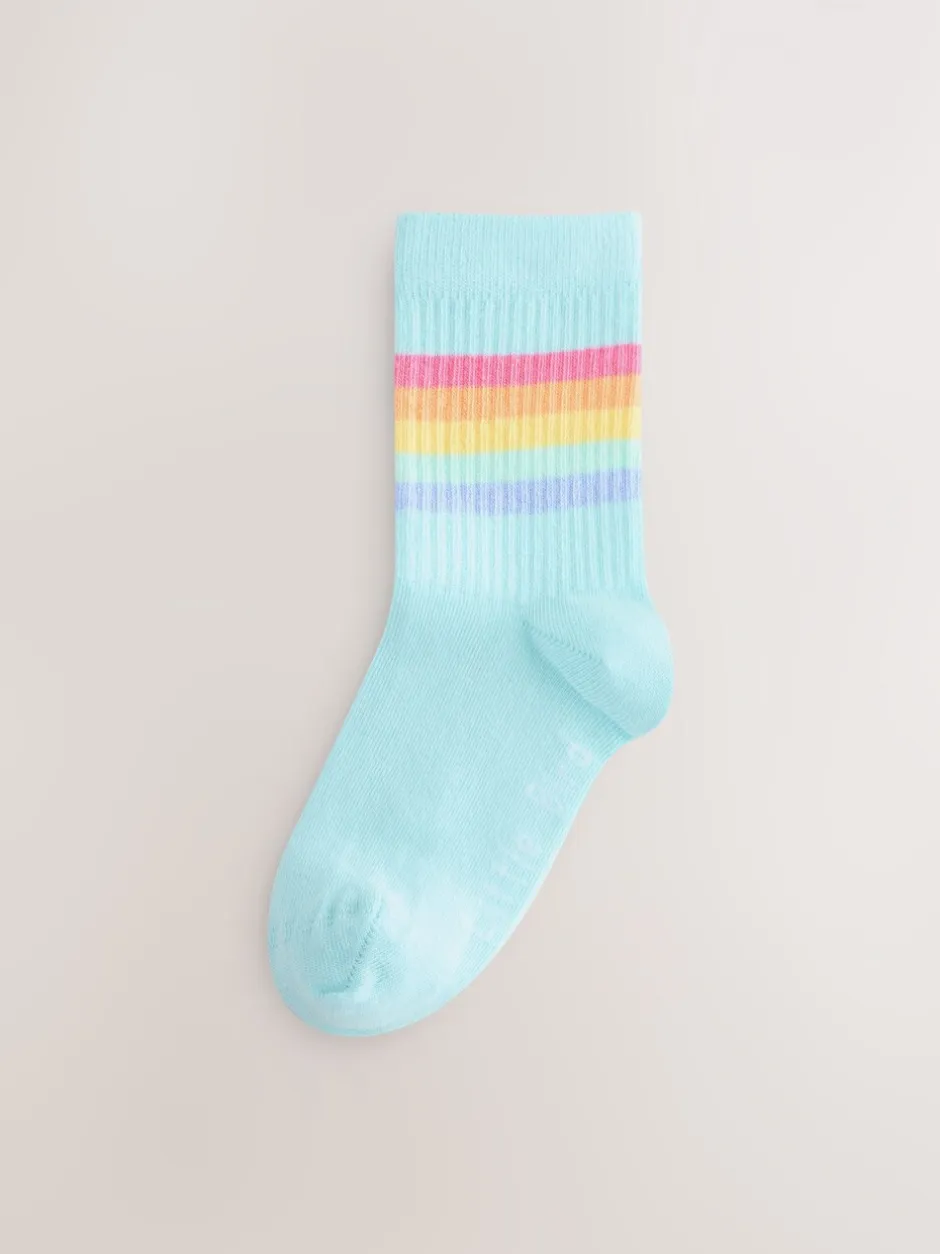 Sokken En Panty's|Sokken En Panty's*Little Bird by Jools Oliver - Striped Tube Socks 6 Pack Pastelkleurige regenboogprint