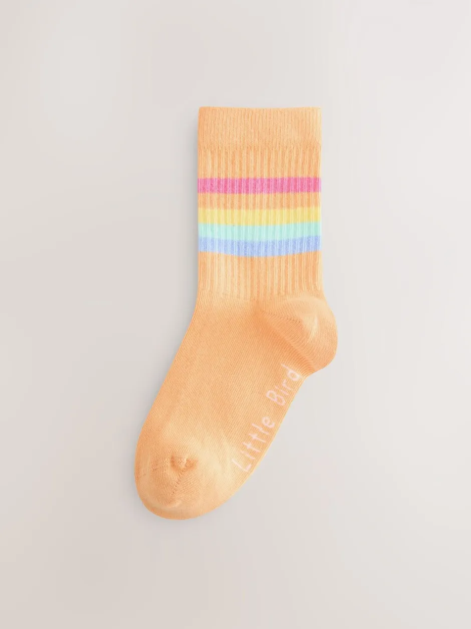 Sokken En Panty's|Sokken En Panty's*Little Bird by Jools Oliver - Striped Tube Socks 6 Pack Pastelkleurige regenboogprint