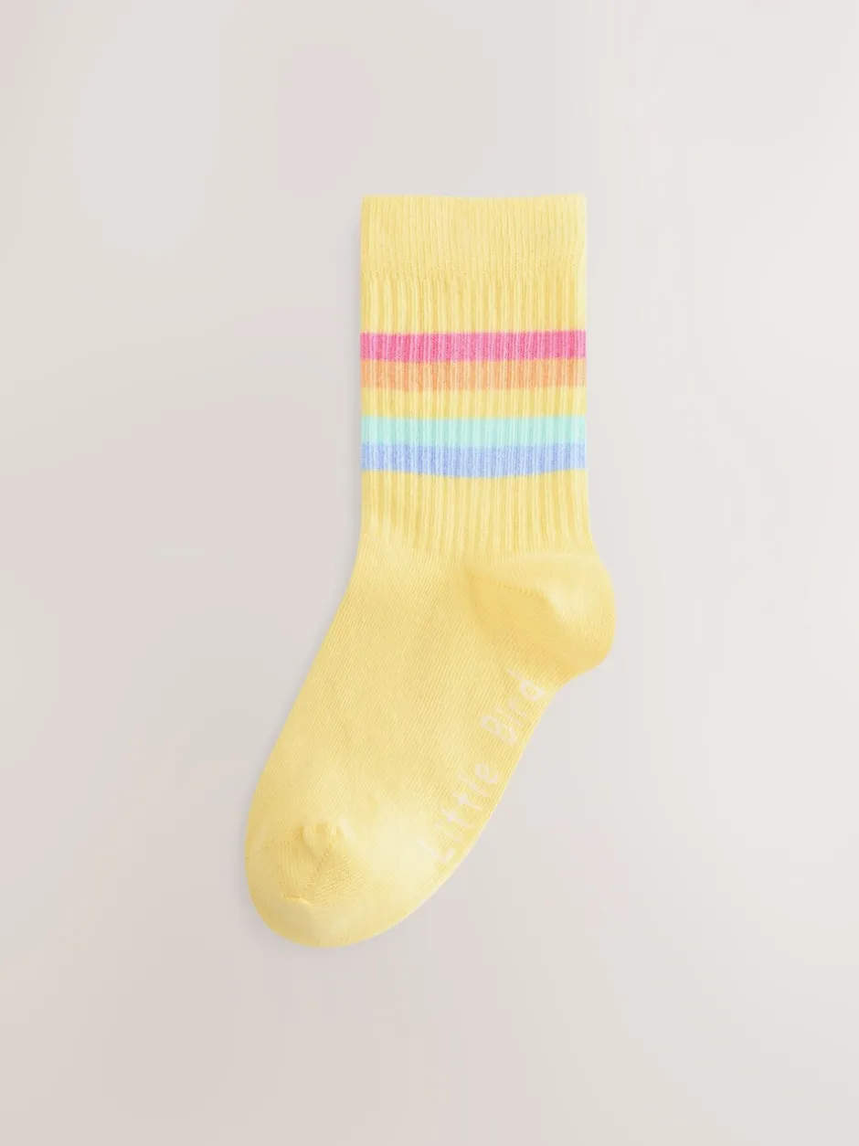 Sokken En Panty's|Sokken En Panty's*Little Bird by Jools Oliver - Striped Tube Socks 6 Pack Pastelkleurige regenboogprint