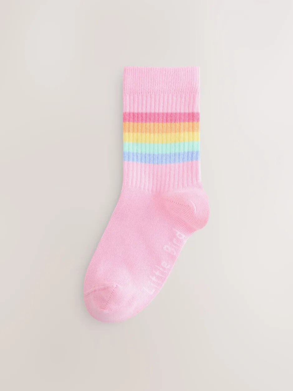 Sokken En Panty's|Sokken En Panty's*Little Bird by Jools Oliver - Striped Tube Socks 6 Pack Pastelkleurige regenboogprint