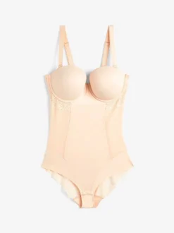 Shapewear*Next - DD+ kanten tummy control body met lichte vulling Pastelroze nude