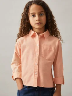 Overhemden En Blouses*Reiss - Leora Linen Roll-Cuff Shirt Peach