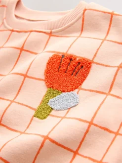 Truien En Breisels|Sweaters En Hoody´S*Next Perzikroze raster - Sweatshirt met ronde hals (3 mnd-7 jr)
