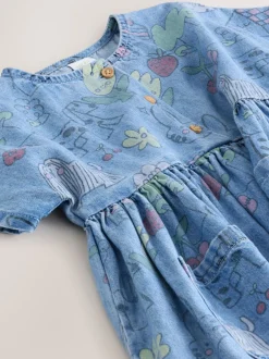 Jurken|Jurken|Next - Short Sleeve Dress (3mths-8yrs) Pet Print Denim