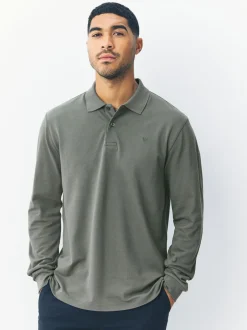 Poloshirts|T-Shirts En Hemden|Next Petrolgroen - Normale Pasvorm - Piqué polo met lange mouwen