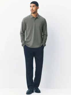 Poloshirts|T-Shirts En Hemden|Next Petrolgroen - Normale Pasvorm - Piqué polo met lange mouwen