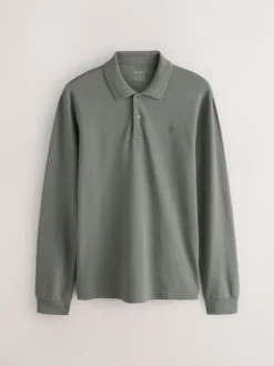 Poloshirts|T-Shirts En Hemden|Next Petrolgroen - Normale Pasvorm - Piqué polo met lange mouwen