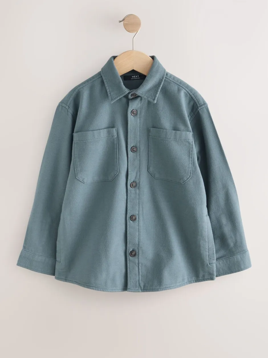 Jassen En Jacks|Shirts|Next - Geborsteld overshirt (3-16jr) Petroliumblauw