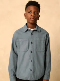 Jassen En Jacks|Shirts|Next - Geborsteld overshirt (3-16jr) Petroliumblauw
