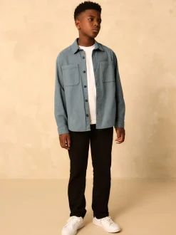 Jassen En Jacks|Shirts|Next - Geborsteld overshirt (3-16jr) Petroliumblauw