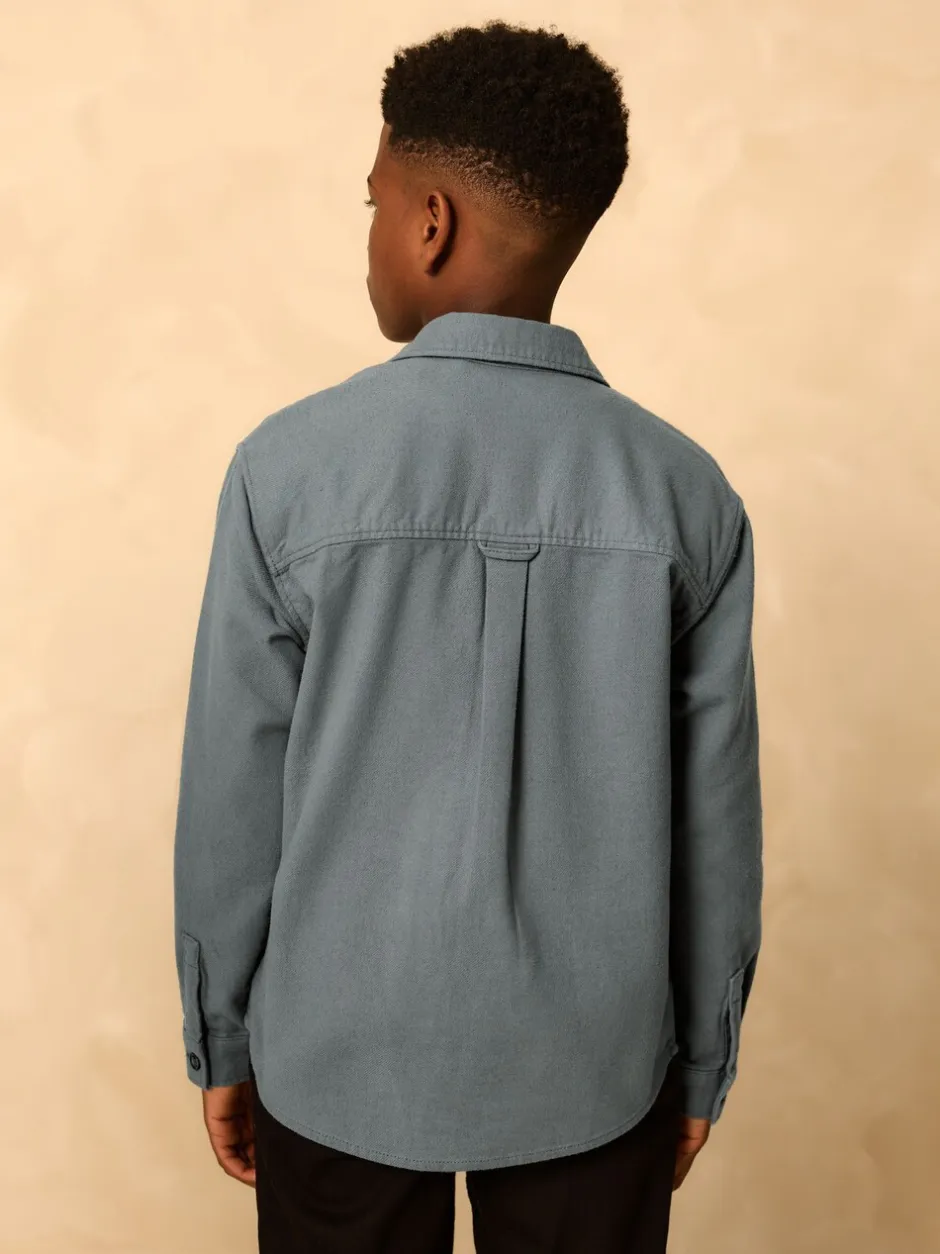 Jassen En Jacks|Shirts|Next - Geborsteld overshirt (3-16jr) Petroliumblauw