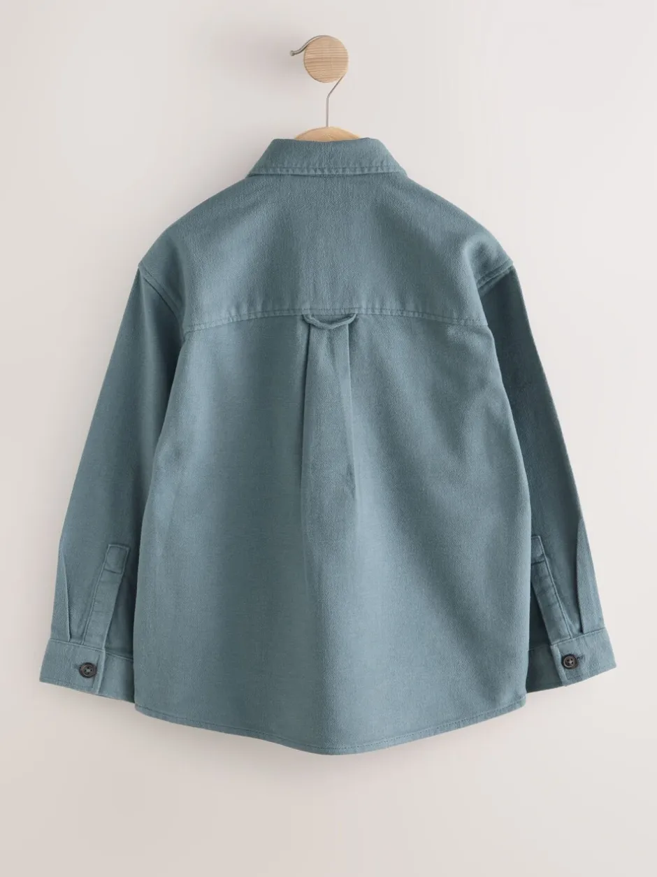 Jassen En Jacks|Shirts|Next - Geborsteld overshirt (3-16jr) Petroliumblauw