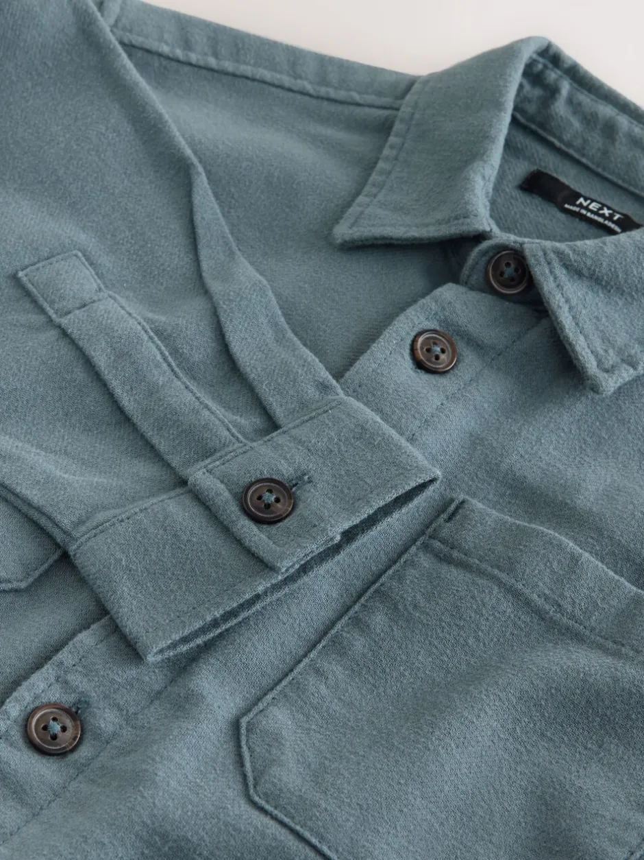 Jassen En Jacks|Shirts|Next - Geborsteld overshirt (3-16jr) Petroliumblauw