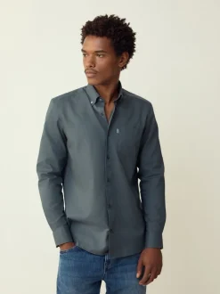 Formele Overhemden|Shirts*Next Petroliumblauw - Normale Pasvorm - Gemakkelijk te strijken Oxford overhemd met doorlopende knopen