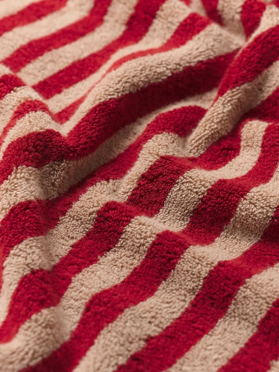 Piglet In Bed|Piglet in Bed Pembroke Stripe Towel Sandstone Red