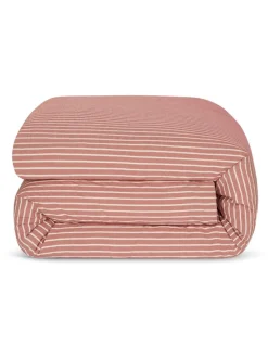 Piglet In Bed*Piglet in Bed Textured Stripe Cotton Duvet Cover Auburn Red