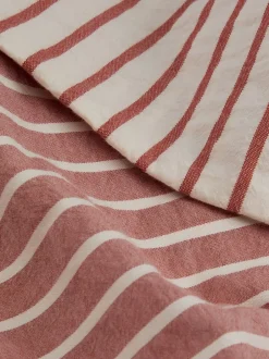 Piglet In Bed*Piglet in Bed Textured Stripe Cotton Duvet Cover Auburn Red