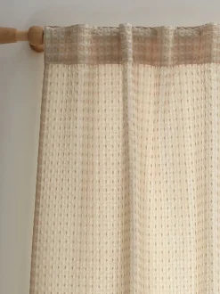 Gordijnen|Gordijnen*Pineapple Elephant Muscat Waffle Slot Top Voile Curtains Panel Natuurlijk