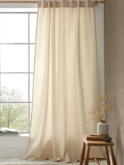 Gordijnen|Gordijnen*Pineapple Elephant Muscat Waffle Slot Top Voile Curtains Panel Natuurlijk