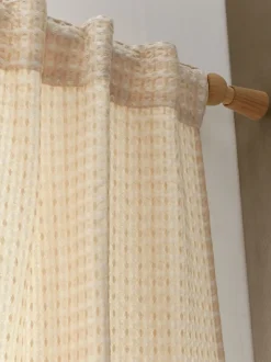 Gordijnen|Gordijnen*Pineapple Elephant Muscat Waffle Slot Top Voile Curtains Panel Natuurlijk