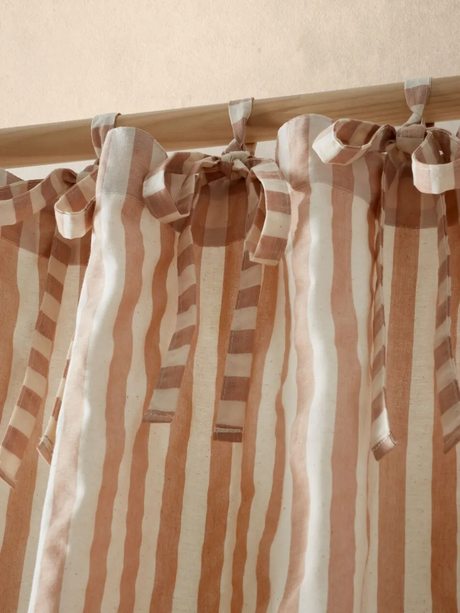 Gordijnen|Gordijnen|Pineapple Elephant Zanzibar Yarn Dyed Stripe Voile Curtains Panel Klei