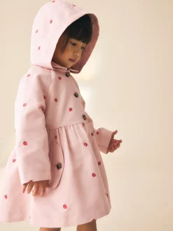 Jassen, Jacks En Kinderwagenpakjes|Jassen En Jacks|Next Pink Embroidery - Shower Resistant Button Front Coat (3mths-7yrs)