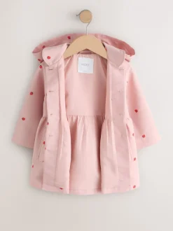 Jassen, Jacks En Kinderwagenpakjes|Jassen En Jacks|Next Pink Embroidery - Shower Resistant Button Front Coat (3mths-7yrs)
