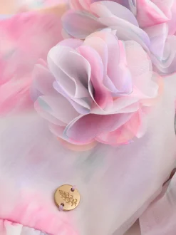 Gelegenheidskleding|Jurken*Laura Ashley - Corsage Organza Pintuck Dress Pink Garden Roses Blurred