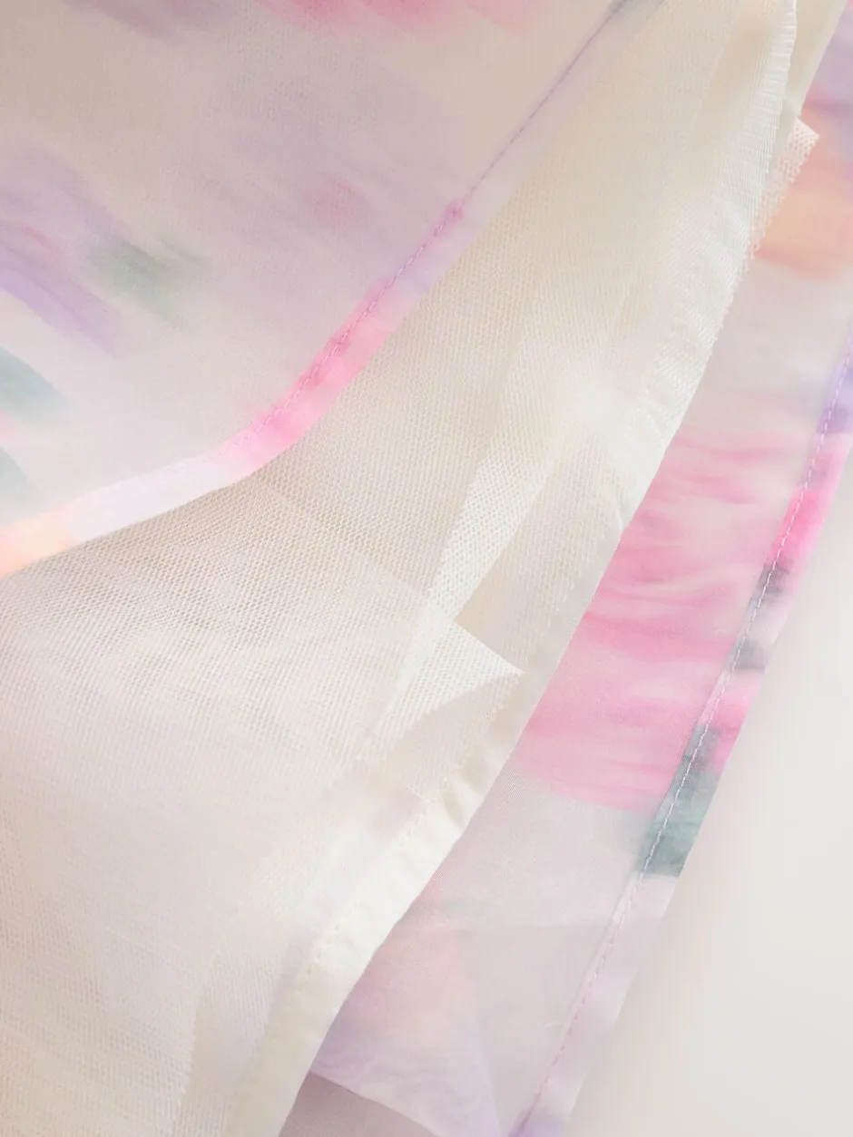 Gelegenheidskleding|Jurken*Laura Ashley - Corsage Organza Pintuck Dress Pink Garden Roses Blurred