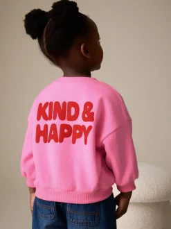 Truien En Breisels|Sweaters En Hoody´S*Next Pink Kind & Happy - Sweatshirt met ronde hals (3 mnd-7 jr) Pink Kind & Happy