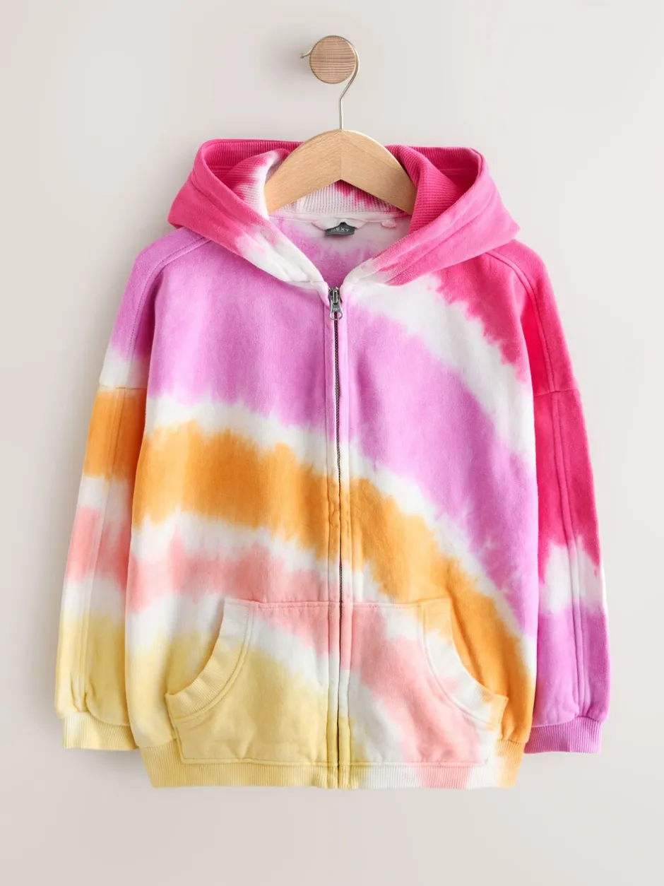 Sweaters En Hoody´S*Next Pink Multi Tie Dye - Hoodie met doorlopende rits (3-16 jr)