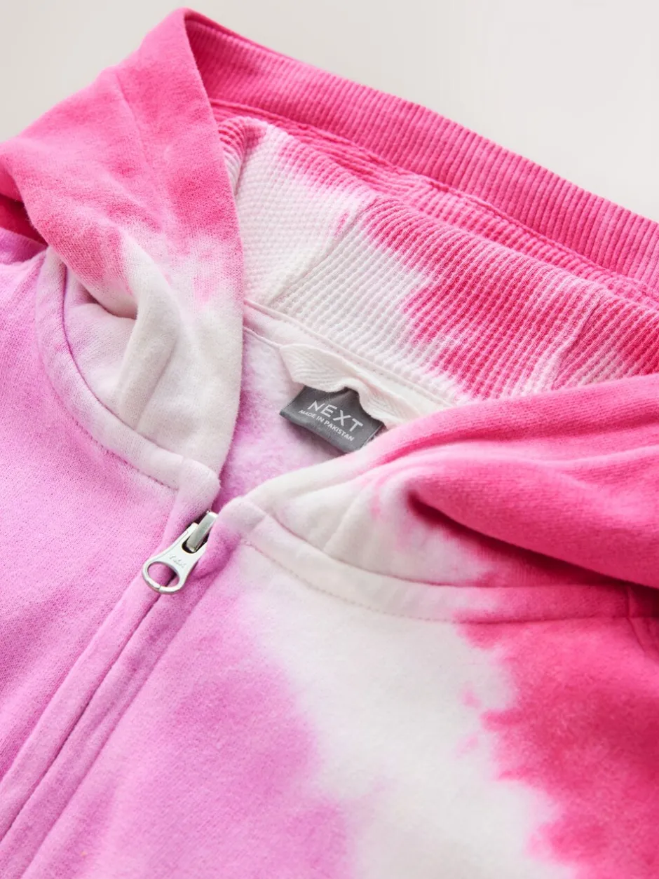Sweaters En Hoody´S*Next Pink Multi Tie Dye - Hoodie met doorlopende rits (3-16 jr)