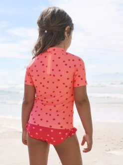 Badkleding|Badkleding|Next - Zonbeschermende zwemset met korte mouwen (3mnd-10jr) Pink/ Red Cherry
