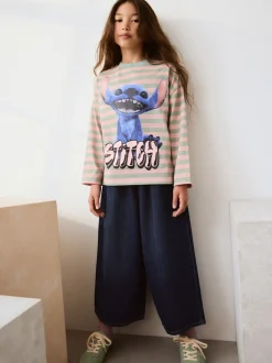 T-Shirts|Next Pink Stripe Lilo & Stitch - Top met print en lange mouwen (3-16jr)