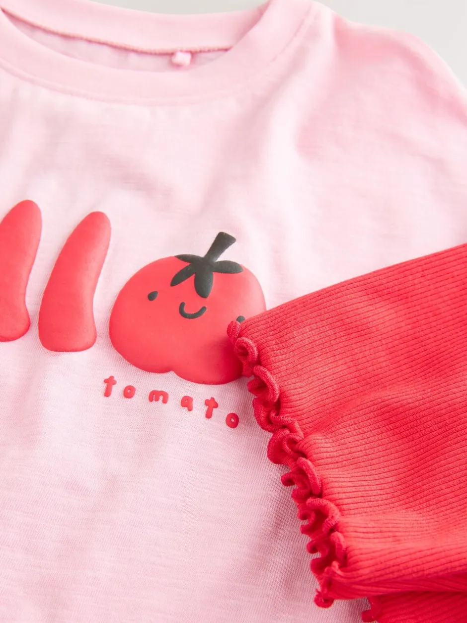 Tops|Tops*Next - Set van T-shirt met korte mouwen en fietsshort (3mnd-7jr) Pink Tomato Character