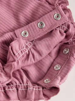 Sets En Combisets|Rompertjes En Tuinbroeken*Next - Frill Shoulder Baby Rompers 4 Pack Pink Tonal Spot and Stripe