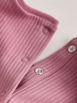 Sets En Combisets|Rompertjes En Tuinbroeken*Next - Frill Shoulder Baby Rompers 4 Pack Pink Tonal Spot and Stripe