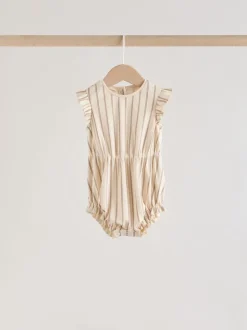 Sets En Combisets|Rompertjes En Tuinbroeken*Next - Frill Shoulder Baby Rompers 4 Pack Pink Tonal Spot and Stripe